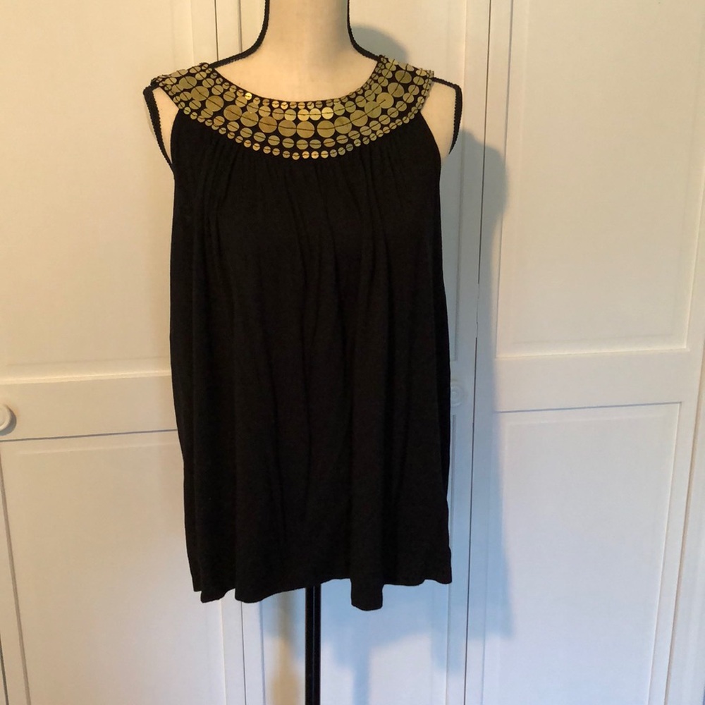 Michael Kors black tank with gold accents.